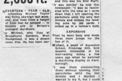 110 Michael Taylor Skydive. Kilburn Times (May 1965)
